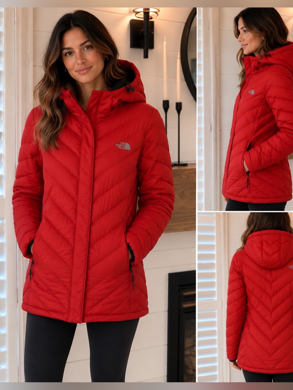 The North Face Women’s Red Hooded Quilted Puffer Jacket